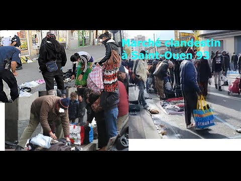 , Saint-Ouen-sur-Seine,Marché clandestin Saint-Ouen, vendeurs à la sauvette