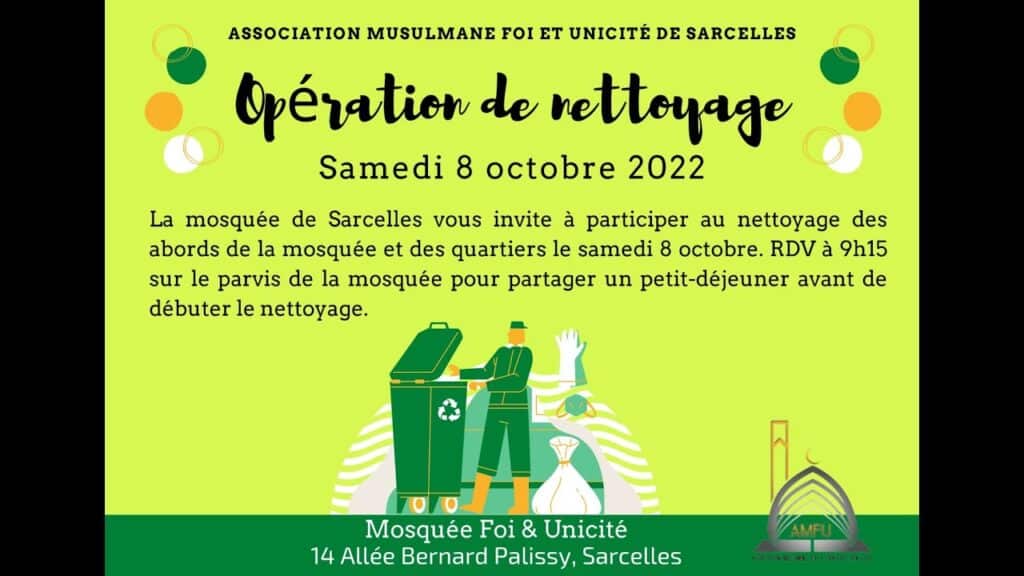 , Sarcelles,Opération nettoyage organisée par la Mosquée de Sarcelles – 08 octobre 2022