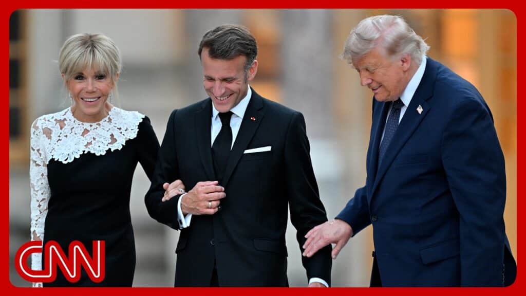 , (Versailles): Macrons greet Trump at Versailles